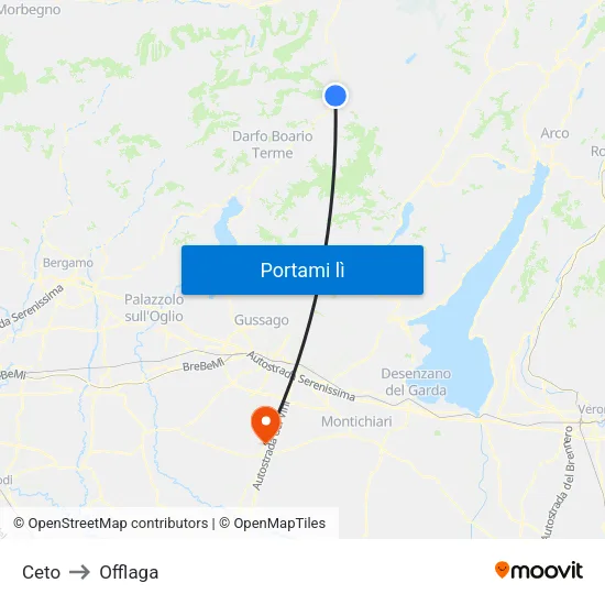 Ceto to Offlaga map