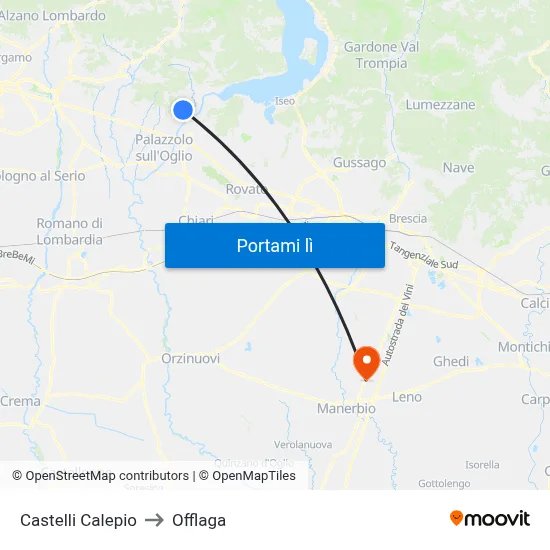 Castelli Calepio to Offlaga map