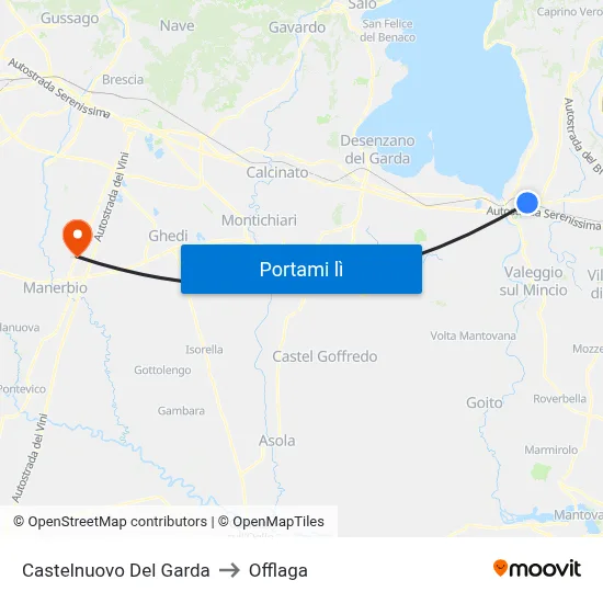 Castelnuovo Del Garda to Offlaga map