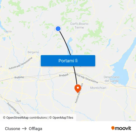 Clusone to Offlaga map