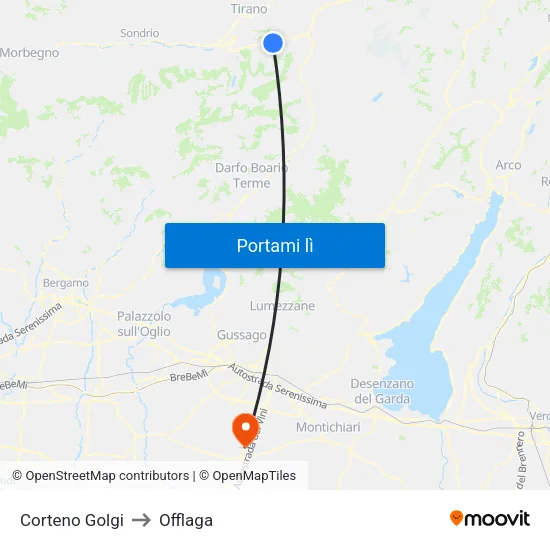 Corteno Golgi to Offlaga map
