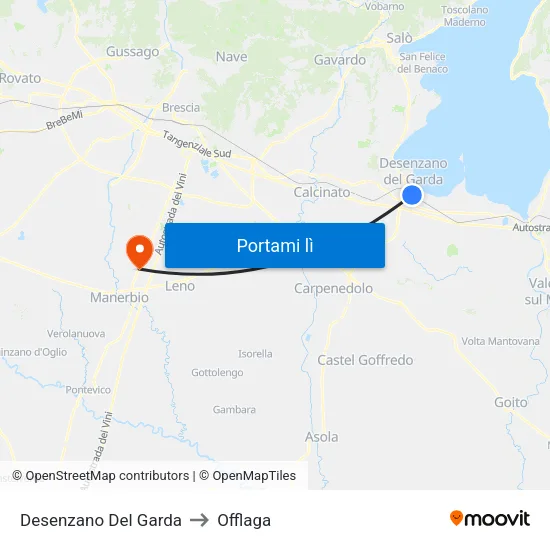 Desenzano Del Garda to Offlaga map