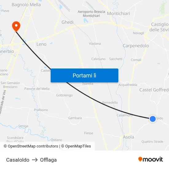 Casaloldo to Offlaga map