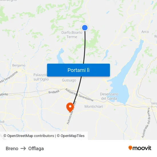 Breno to Offlaga map