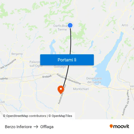 Berzo Inferiore to Offlaga map