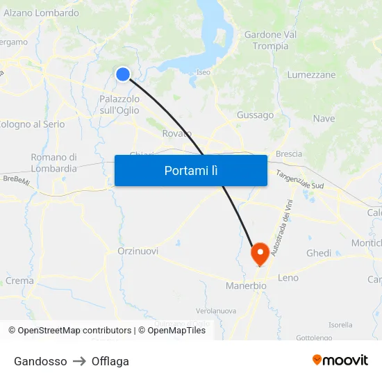 Gandosso to Offlaga map