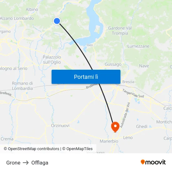 Grone to Offlaga map