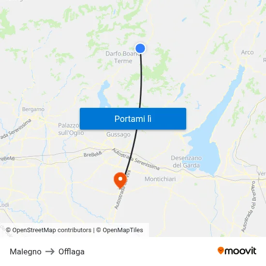 Malegno to Offlaga map