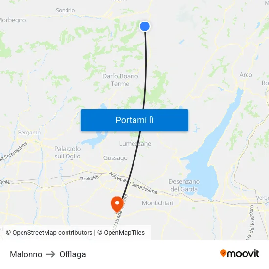 Malonno to Offlaga map
