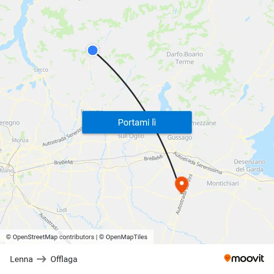 Lenna to Offlaga map