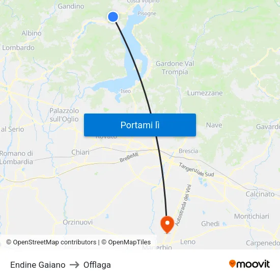 Endine Gaiano to Offlaga map