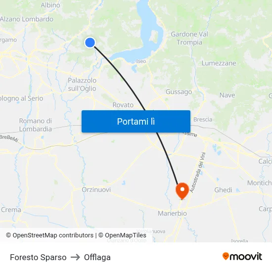 Foresto Sparso to Offlaga map