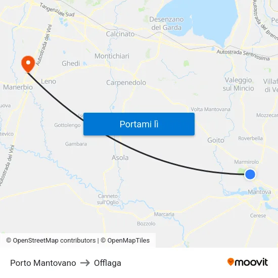 Porto Mantovano to Offlaga map