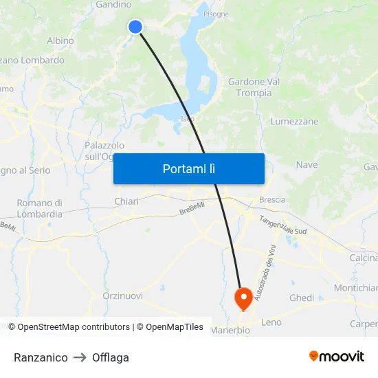 Ranzanico to Offlaga map