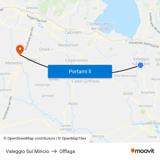 Valeggio Sul Mincio to Offlaga map