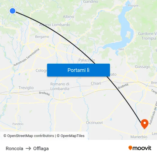 Roncola to Offlaga map