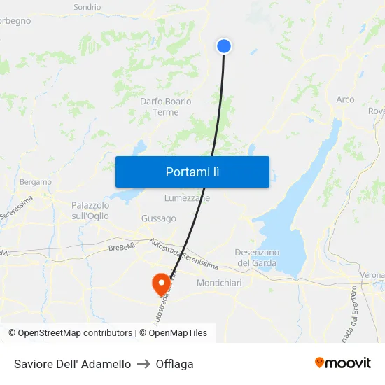 Saviore Dell' Adamello to Offlaga map