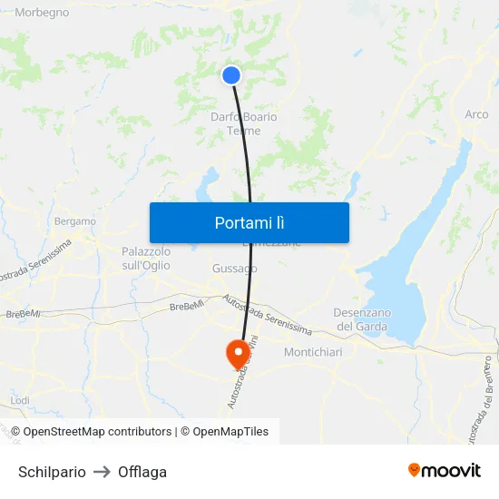 Schilpario to Offlaga map