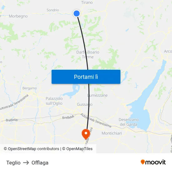 Teglio to Offlaga map