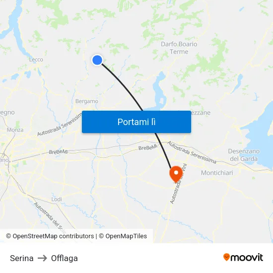 Serina to Offlaga map
