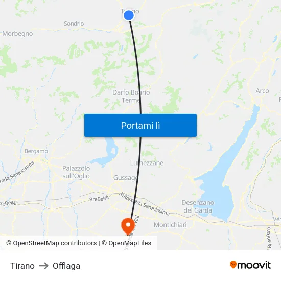 Tirano to Offlaga map