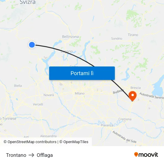 Trontano to Offlaga map