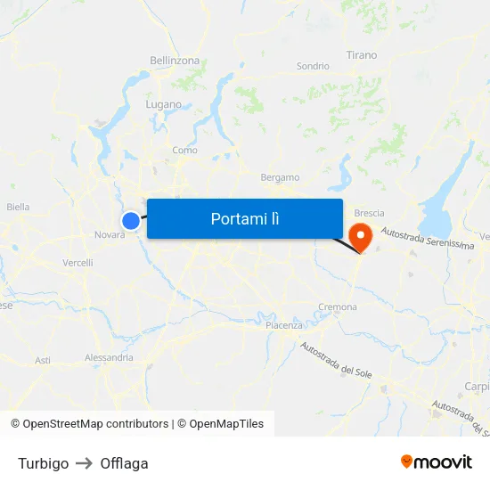 Turbigo to Offlaga map
