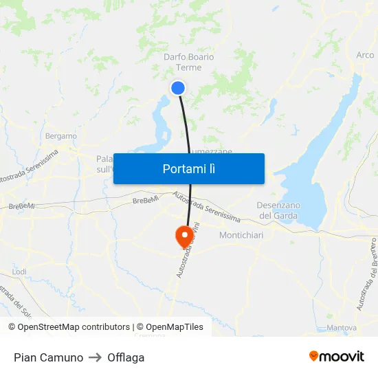 Pian Camuno to Offlaga map