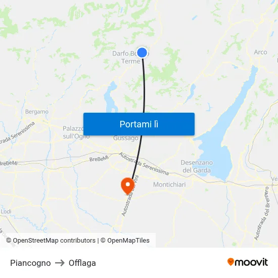 Piancogno to Offlaga map
