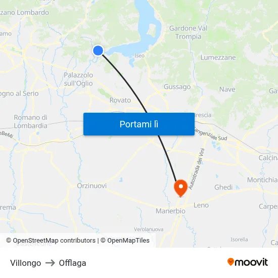 Villongo to Offlaga map