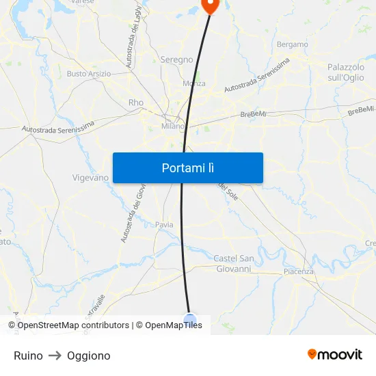 Ruino to Oggiono map