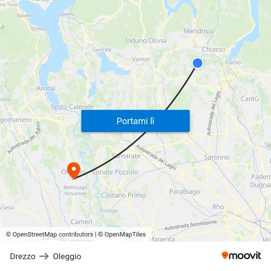 Drezzo to Oleggio map