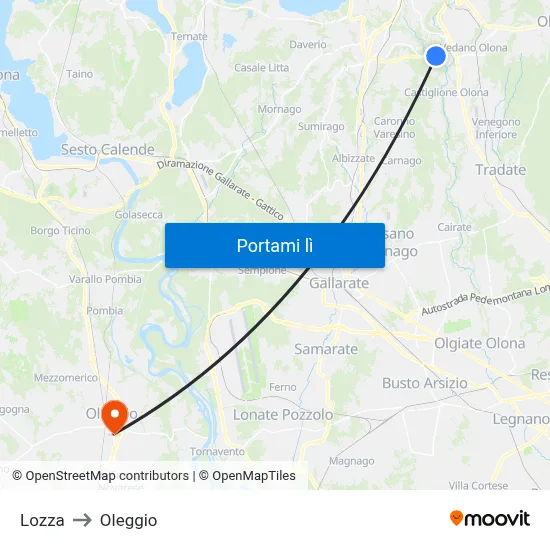 Lozza to Oleggio map