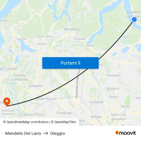 Mandello Del Lario to Oleggio map