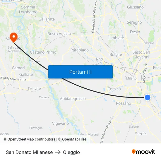 San Donato Milanese to Oleggio map