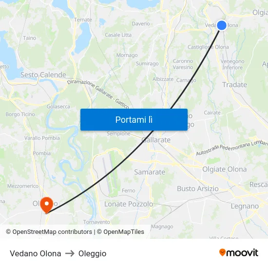 Vedano Olona to Oleggio map