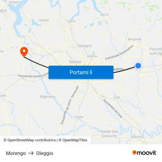Morengo to Oleggio map