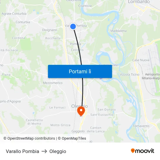 Varallo Pombia to Oleggio map