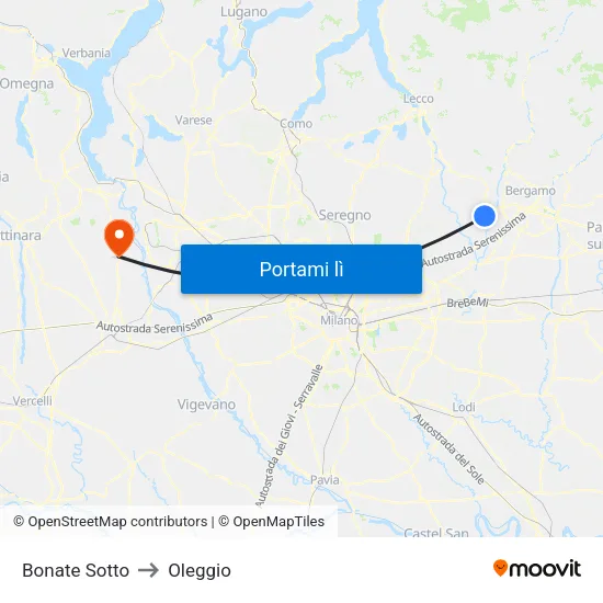 Bonate Sotto to Oleggio map