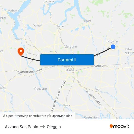 Azzano San Paolo to Oleggio map