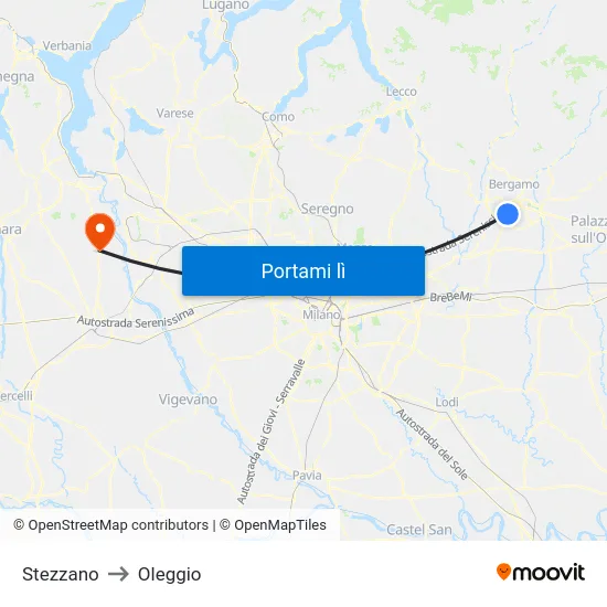 Stezzano to Oleggio map