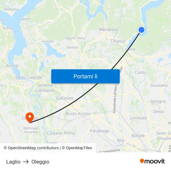Laglio to Oleggio map