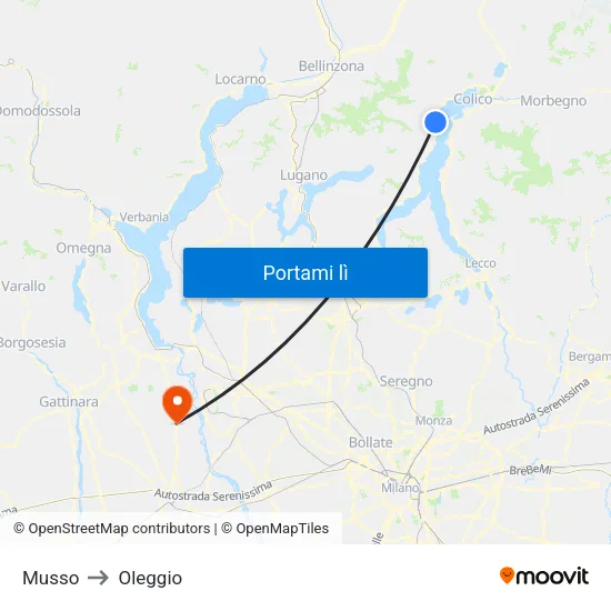 Musso to Oleggio map