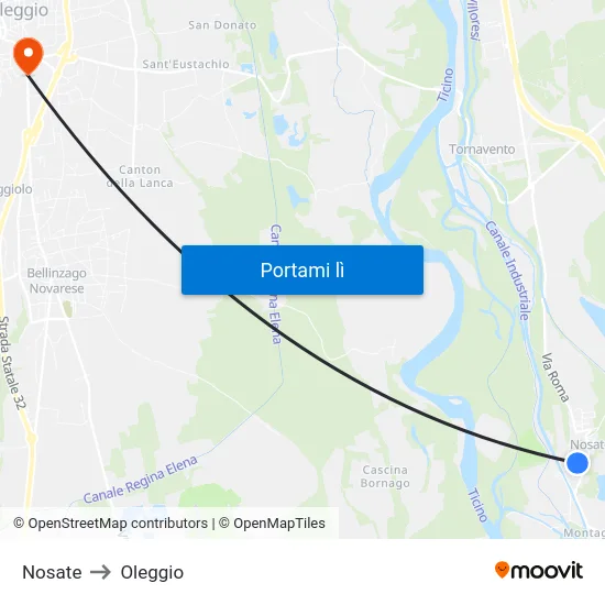 Nosate to Oleggio map