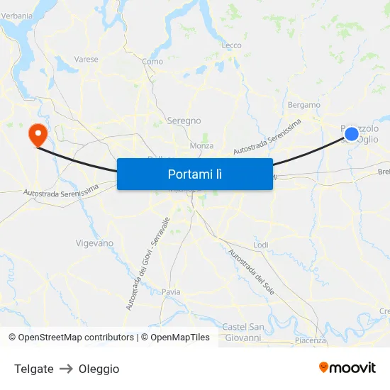 Telgate to Oleggio map
