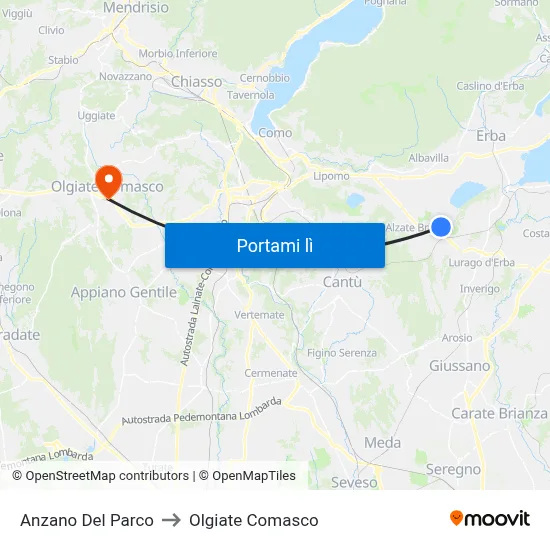 Anzano Del Parco to Olgiate Comasco map