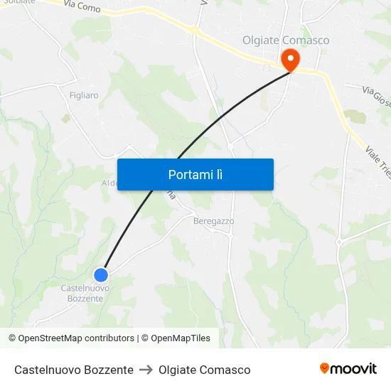 Castelnuovo Bozzente to Olgiate Comasco map