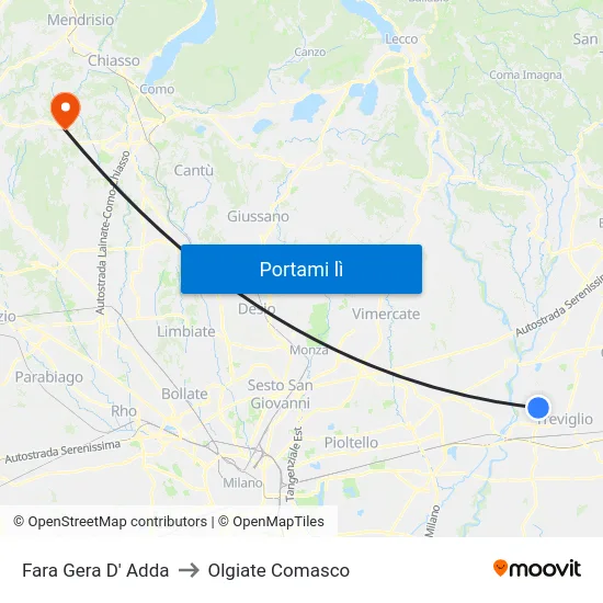 Fara Gera D' Adda to Olgiate Comasco map