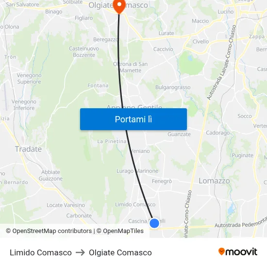Limido Comasco to Olgiate Comasco map