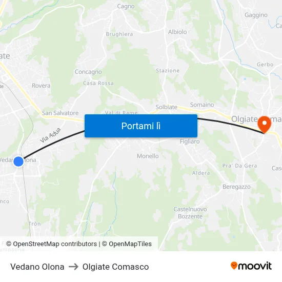 Vedano Olona to Olgiate Comasco map
